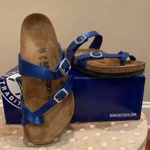 NIB Birkenstock Mayari, metallic ocean blue, 36